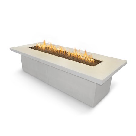 THE OUTDOOR PLUS 120 Rectangular Newport Fire Table, GFRC Concrete, White, Liquid Propane OPT-NPTT120E12V-LIM-LP